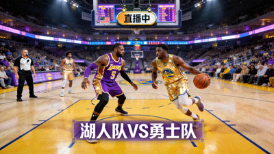NBA湖人队对阵勇士队篮球比赛直播画面